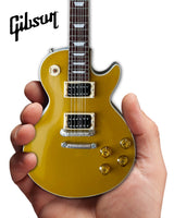 Gibson Les Paul Standard “Victoria” Goldtop miniature guitar replica with white AXE HEAVEN logo, collectible mini guitar model.