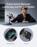 Anker MagGo wireless charger stand with adapter and cable, black, for fast Qi-enabled device charging.