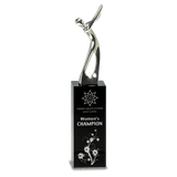 Medium Silver Metal Golf Figure on  Crystal Pedestal-AKD Ink