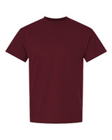 Gildan brand 100 white T-shirts stacked neatly, showing front view and soft cotton fabric for bulk clothing order.