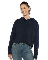 Women's Laguna Sueded Raw Edge Crop Hoodie-AKD Ink