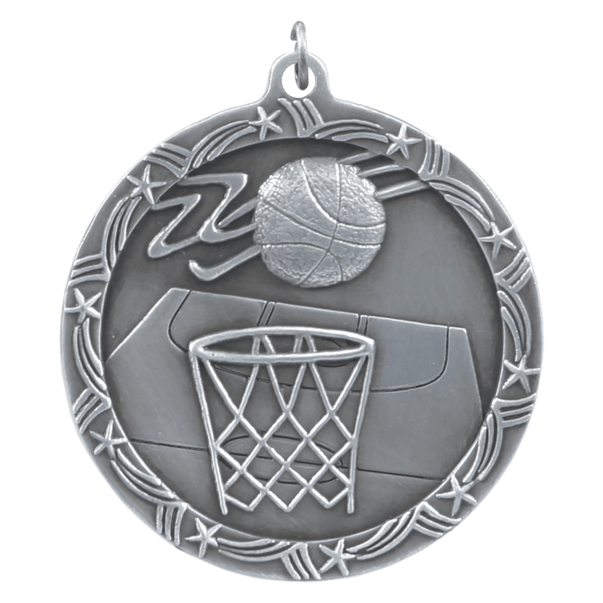 Basketball Shooting Star Medal-Silver