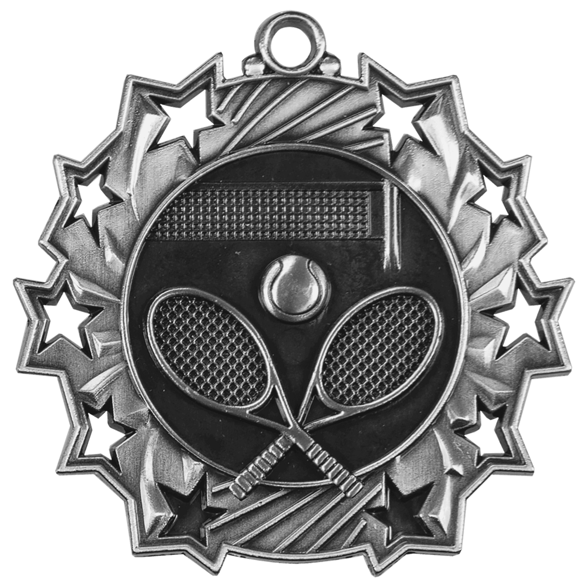 Tennis Ten Star Relief Medal-Silver