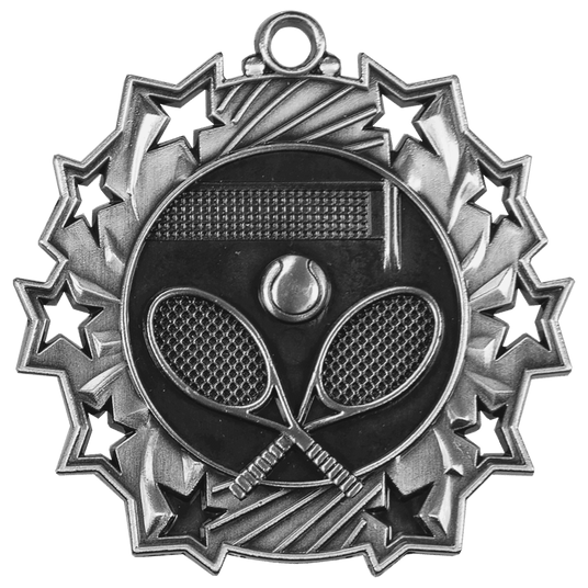 Tennis Ten Star Relief Medal-Silver
