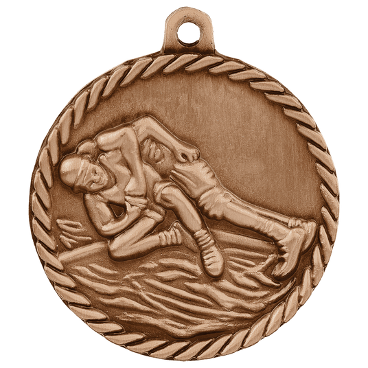 Wrestling High Relief Medal-Bronze