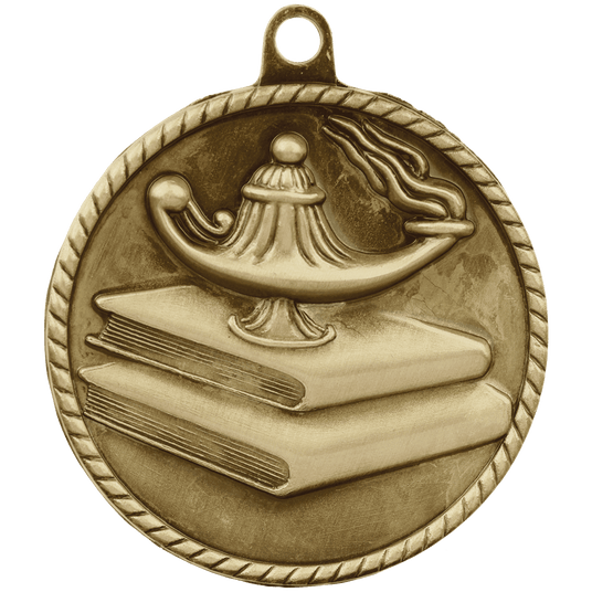 Lamp of Knowledge High Relief Medal-Gold