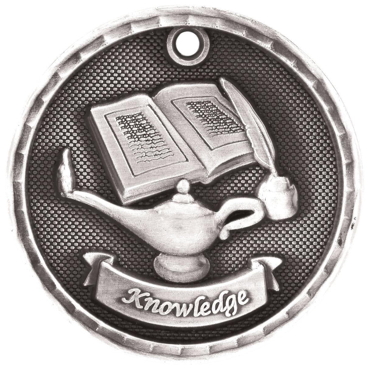 Lamp of Knowledge 3-D Medal-Silver