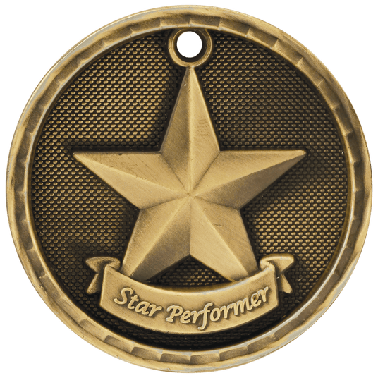Star Performer 3-D Medal-Gold