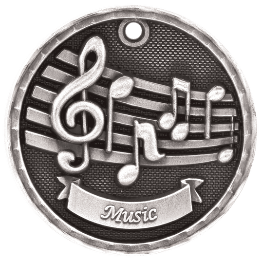 Music 3-D Medal-Silver