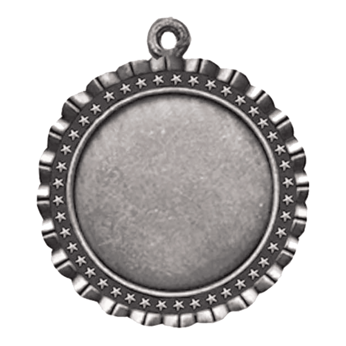 Star 2" Insert Holder Medal-Antique Silver  (Insert Not Included)