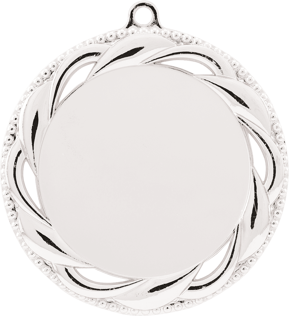 Rosette 2" Insert Holder Medal-Bright Silver  (Insert Not Included)