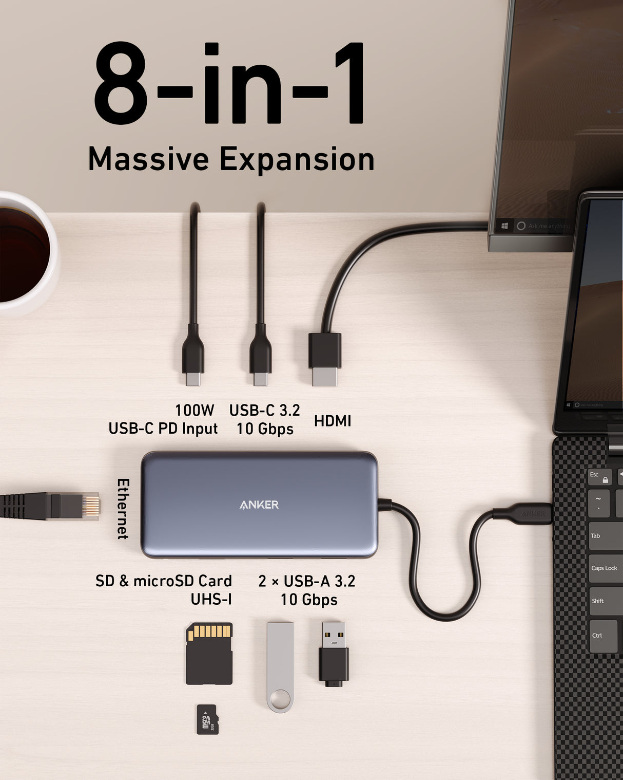 Anker <b>555</b> USB-C Hub (8-in-1)-AKD Ink