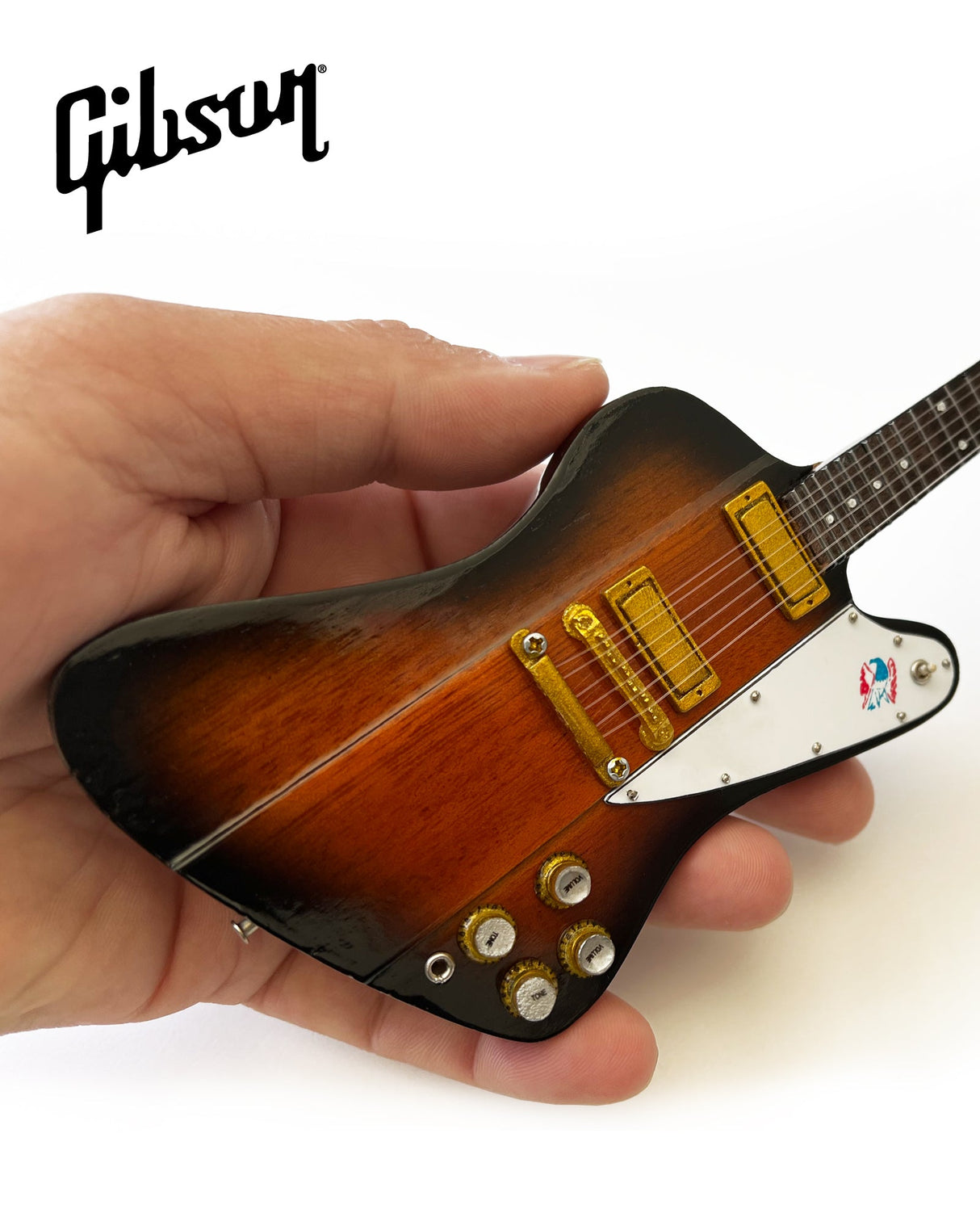 Tom Petty Signature Gibson Firebird V Sunburst Miniature Guitar Model - Red & Blue Logo
