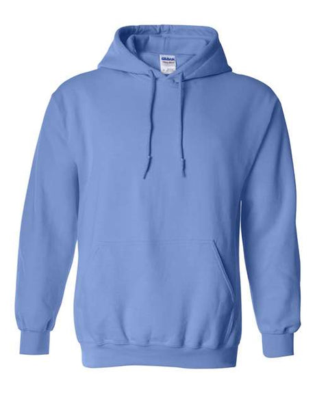 Gildan Unisex Heavy Blend™ Hooded Sweatshirt in gray, front view highlighting soft fabric and adjustable drawstring hood.