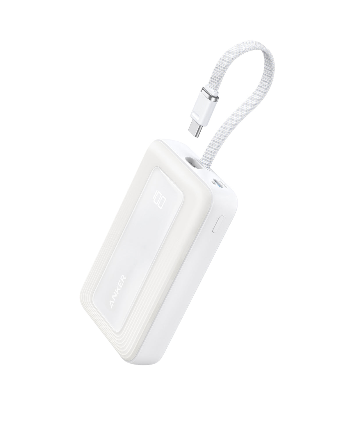 Anker Zolo Power Bank (10K, 30W) with a 5.4-inch (13.7 cm) built-in USB-C cable.