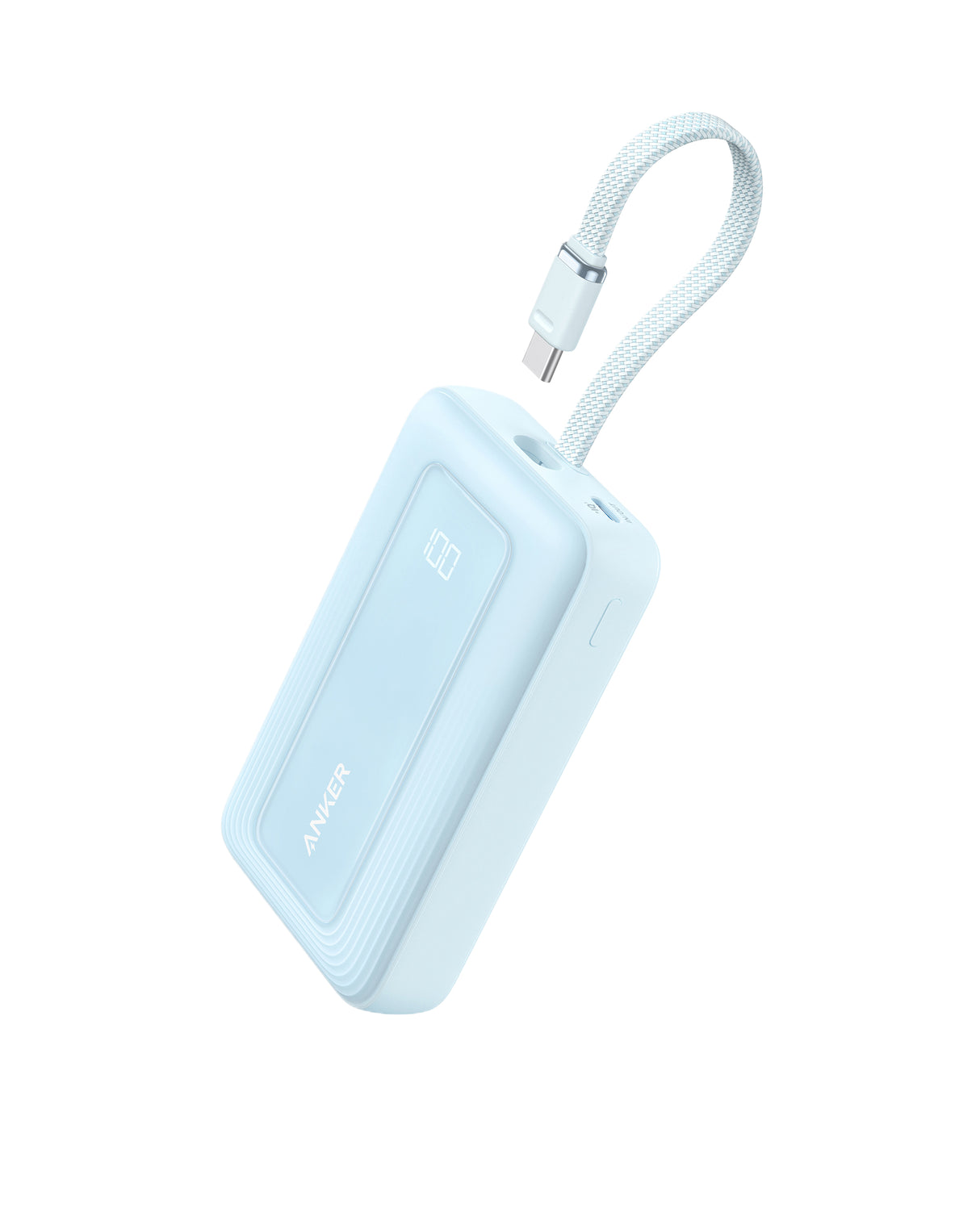 Anker Zolo Power Bank (10K, 30W) with a 5.4-inch (13.7 cm) built-in USB-C cable.
