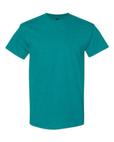 Unisex Heavy Cotton™ T-Shirt by Gildan, shown in a classic fit with a crew neck and short sleeves, in a solid color.