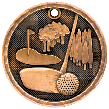 Golf 3-D Medal-Bronze 2"