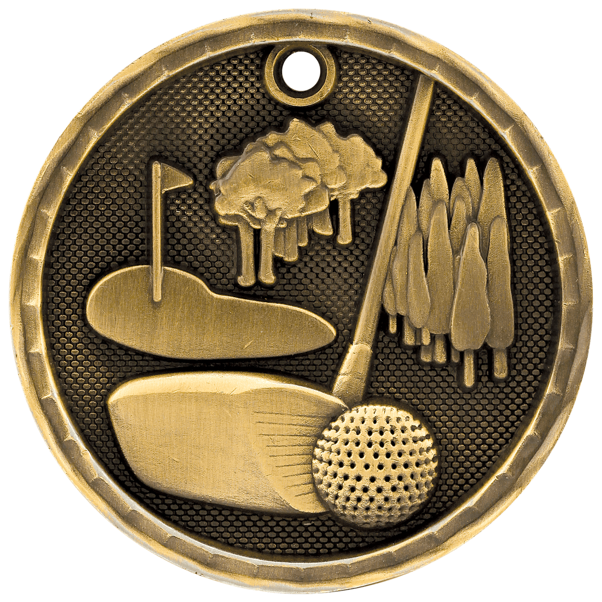 Golf 3-D Medal-Gold 2"