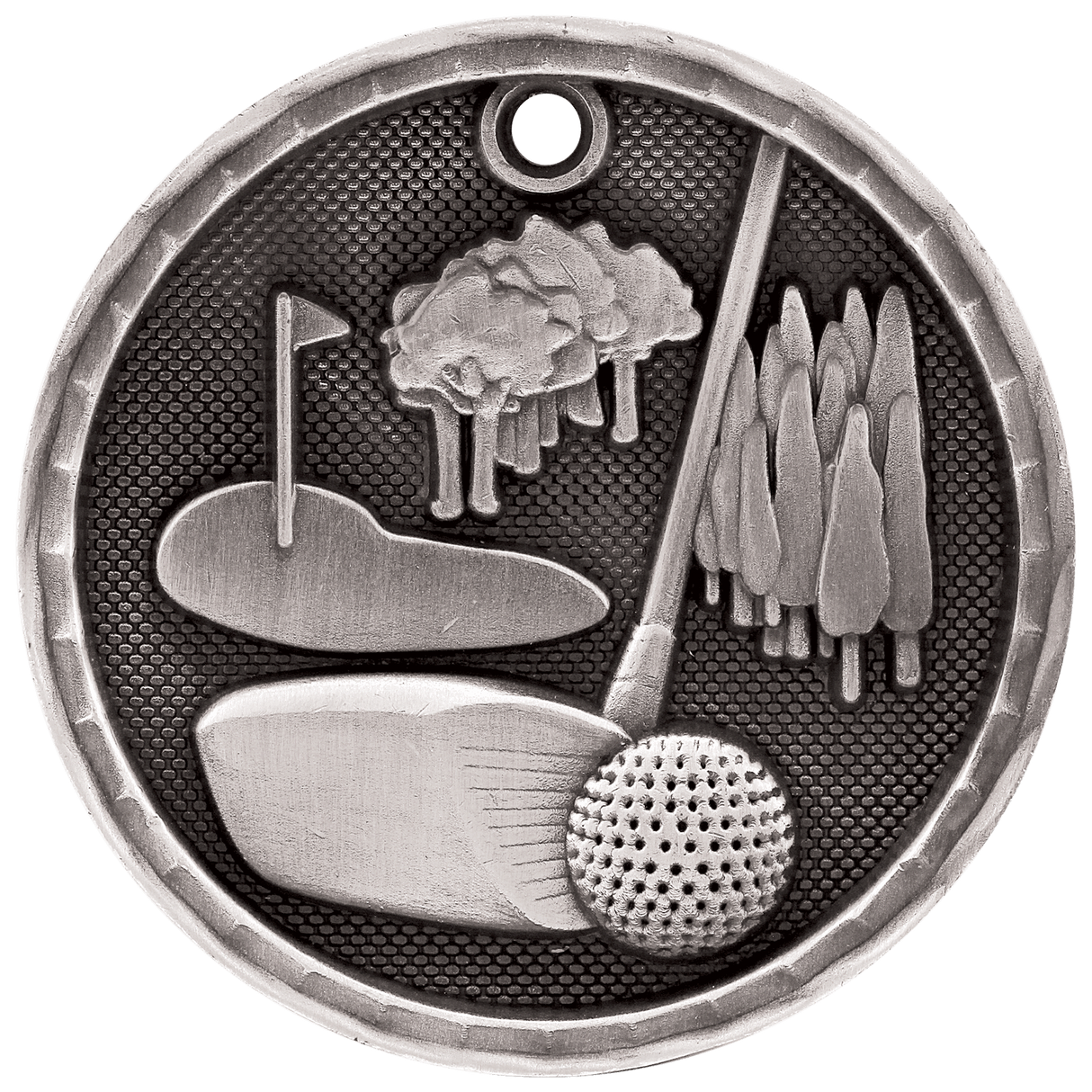 Golf 3-D Medal-Silver 2"