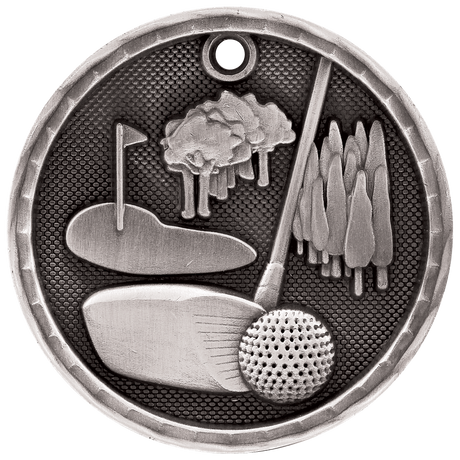 Golf 3-D Medal-Silver 2"