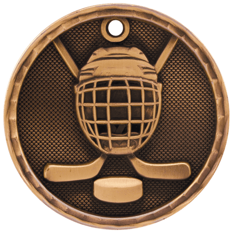 Hockey 3-D Medal-Bronze 2"