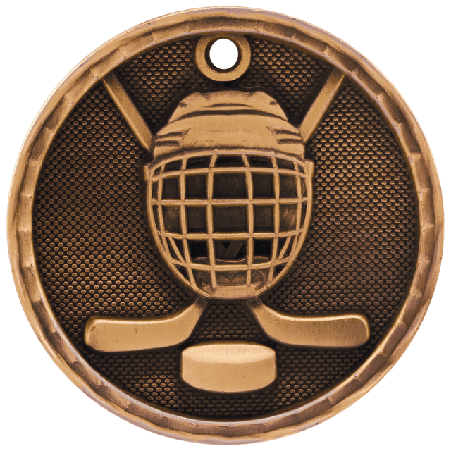 Hockey 3-D Medal-Bronze 2"