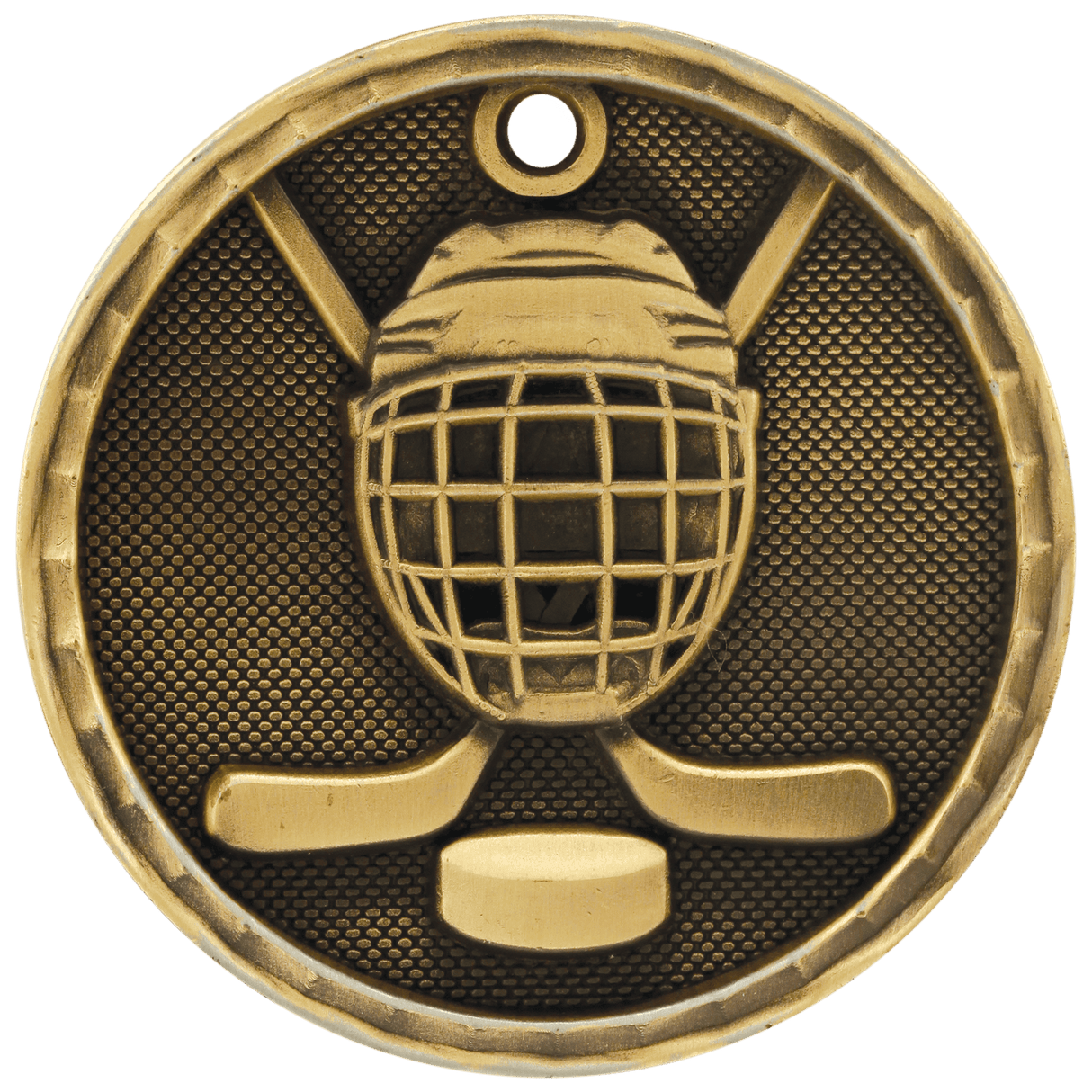 Hockey 3-D Medal-Gold 2"