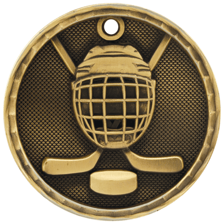Hockey 3-D Medal-Gold 2"