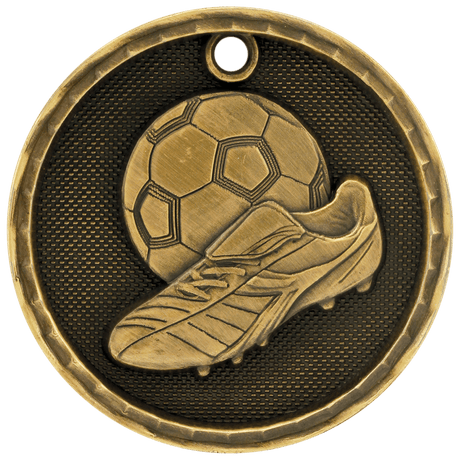 Soccer 3-D Medal-Gold 2"