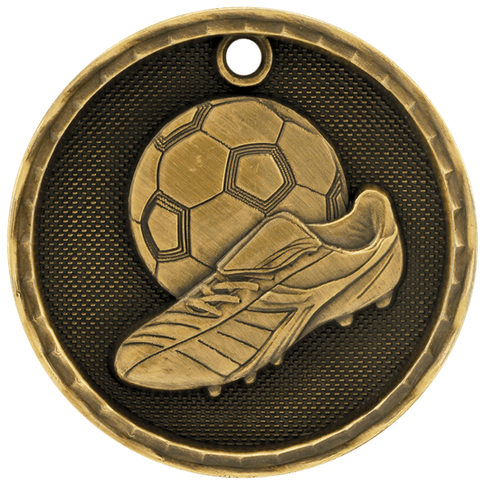 Soccer 3-D Medal-Gold 2"
