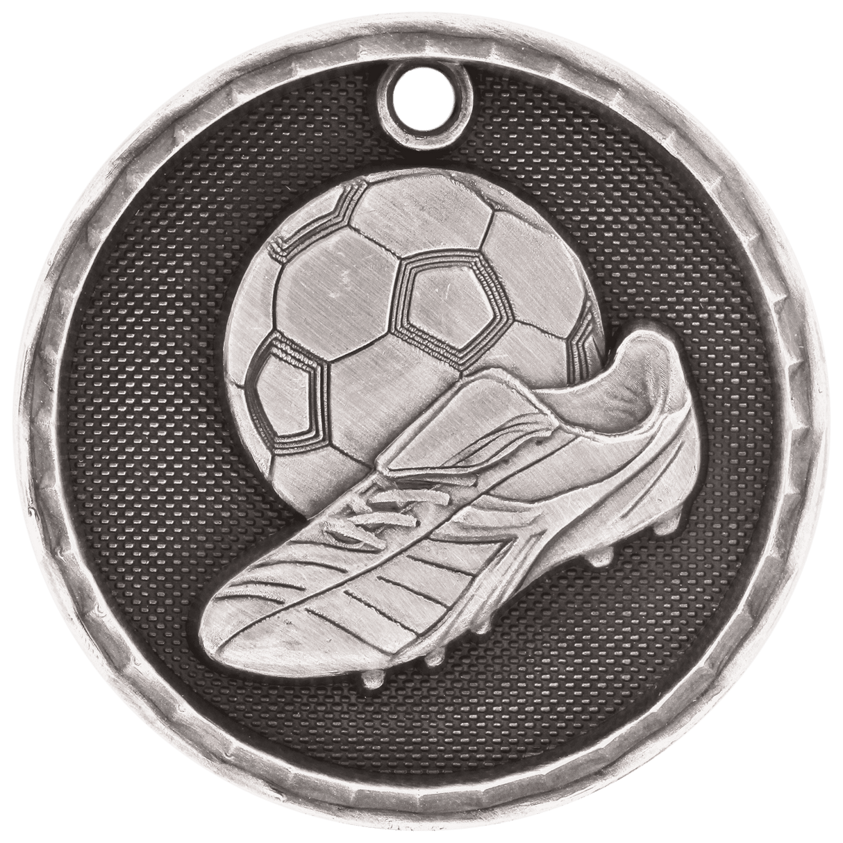 Soccer 3-D Medal-Silver 2"