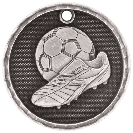 Soccer 3-D Medal-Silver 2"
