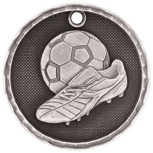 Soccer 3-D Medal-Silver 2"