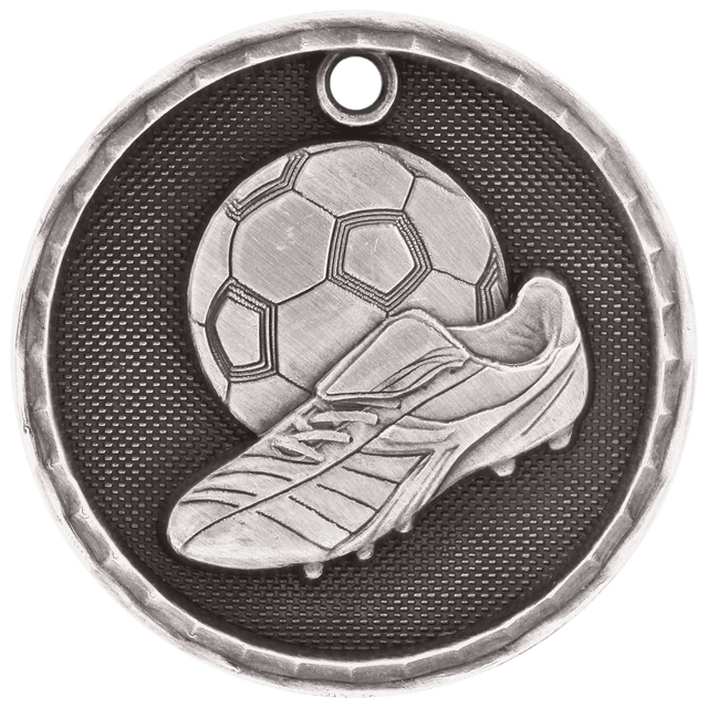 Soccer 3-D Medal-Silver 2"