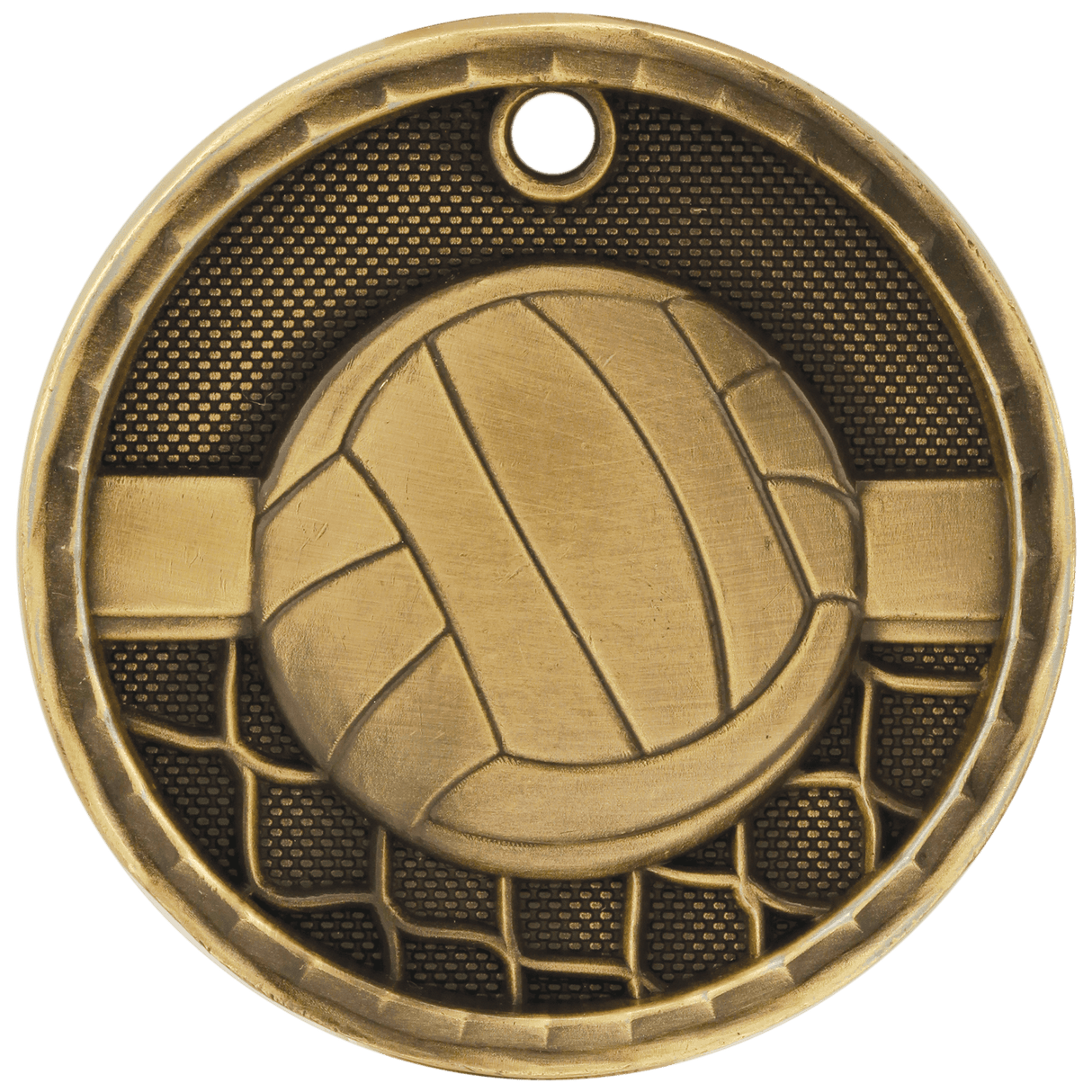 Volleyball 3-D Medal-Gold 2"