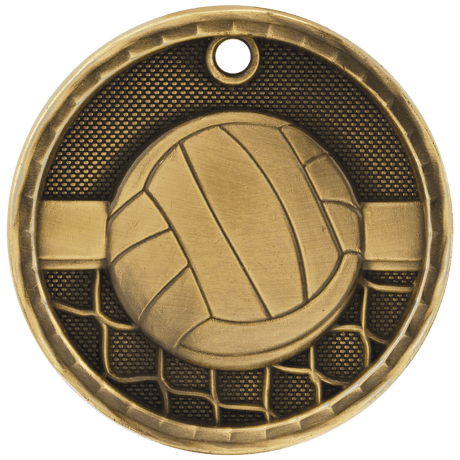 Volleyball 3-D Medal-Gold 2"