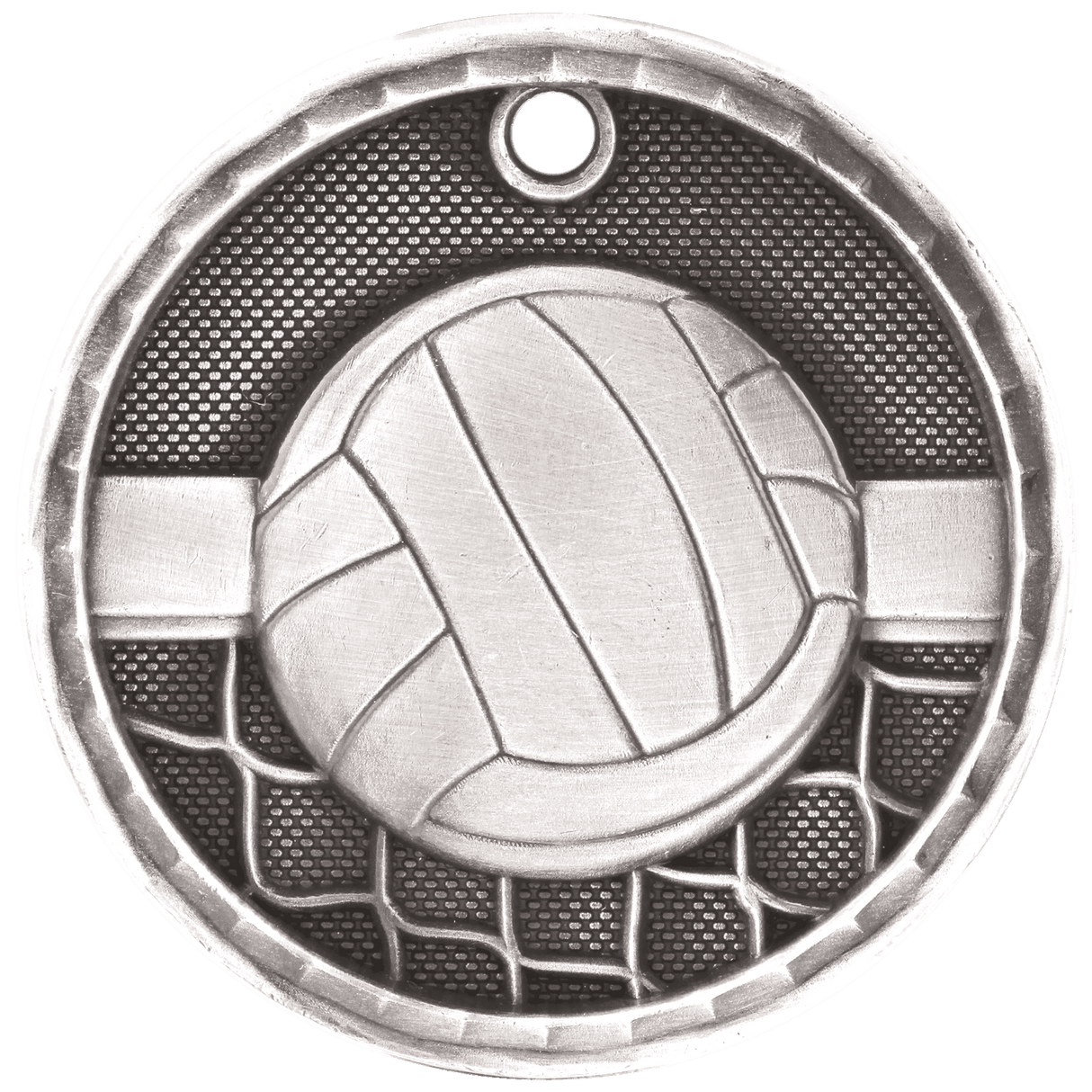 Volleyball 3-D Medal-Silver 2"