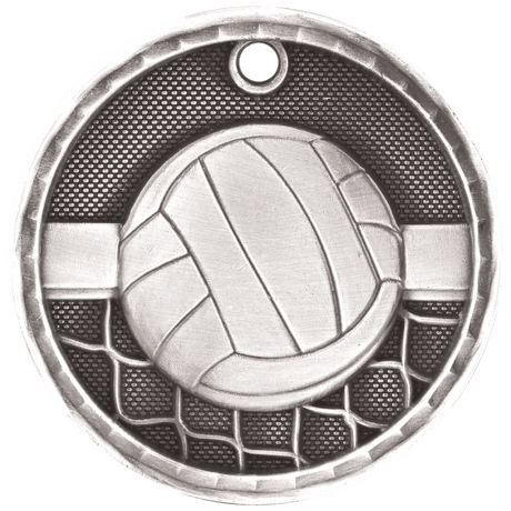 Volleyball 3-D Medal-Silver 2"