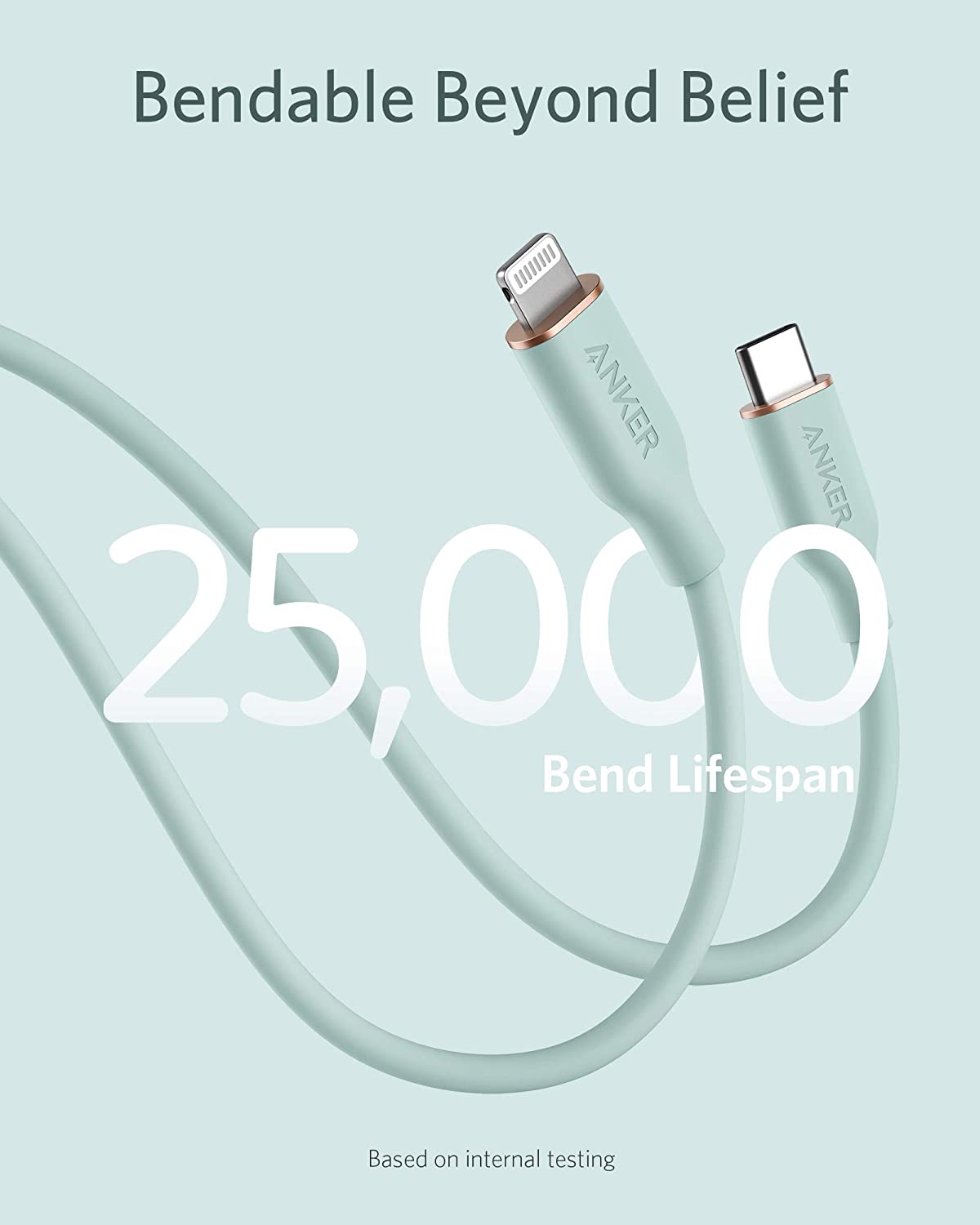 Anker 641 USB-C to Lightning Cable, 3 ft silicone braided cable for iPhone and Apple devices, with durable and flexible design.