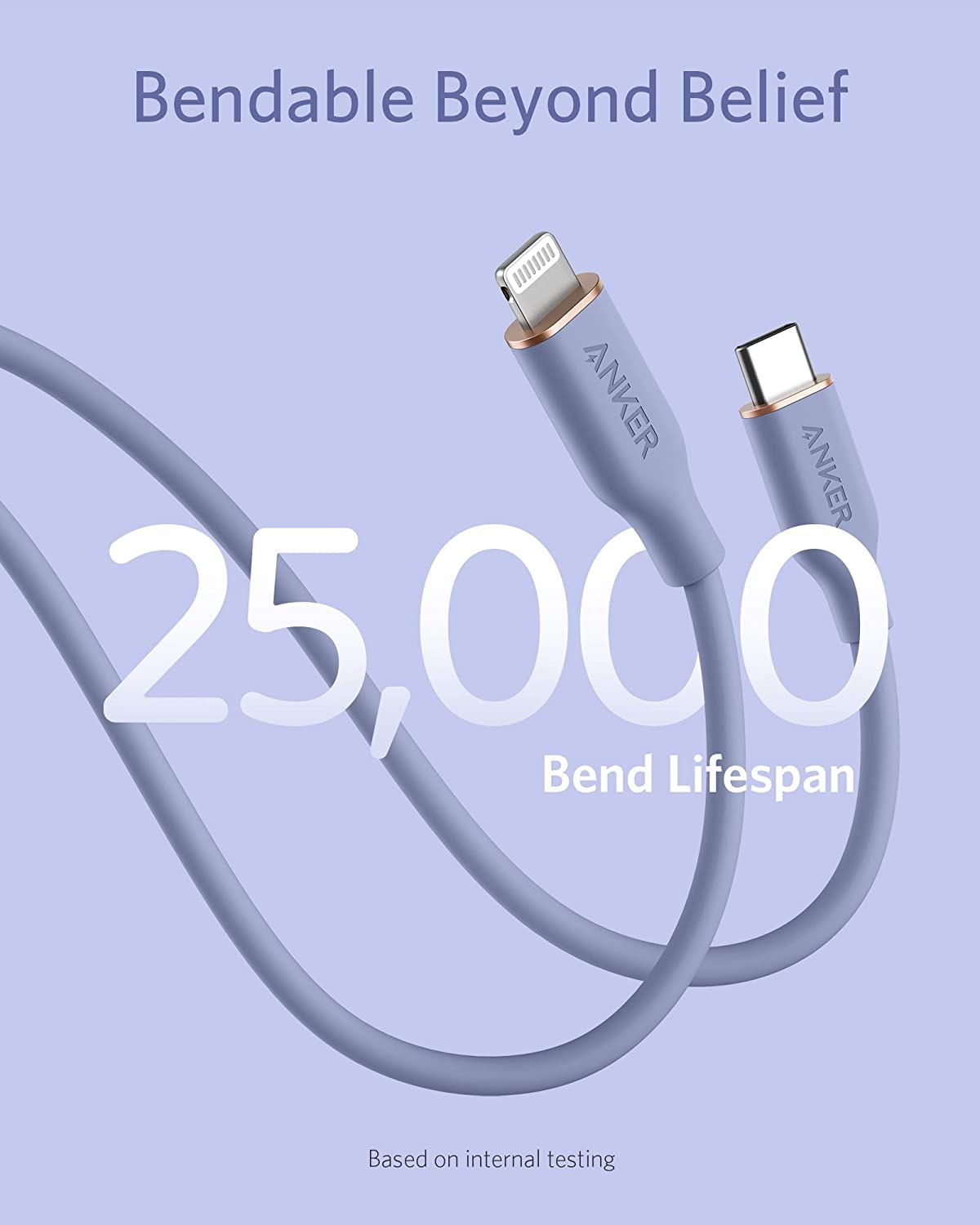 Anker 641 USB-C to Lightning cable, 3-foot silicone charging and syncing cable, with flow design and durable construction.