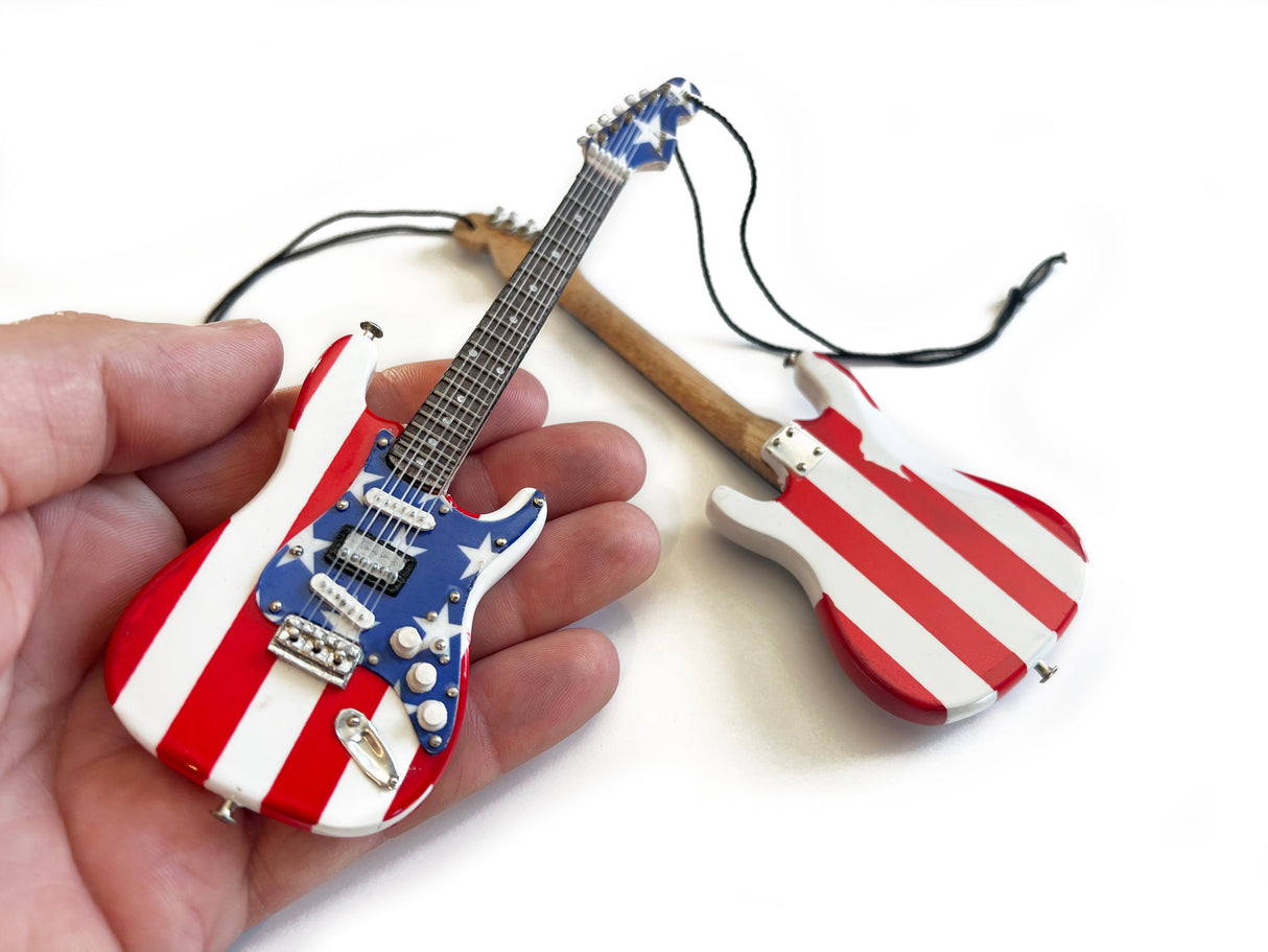 6″ Fender® Guitar Ornament - Wayne Kramer Stars N' Stripes USA Flag Stratocaster®