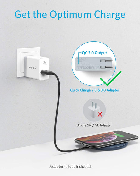 Anker 313 wireless charging pad for smartphones, slim black pad with smooth surface, designed for fast wireless charging.