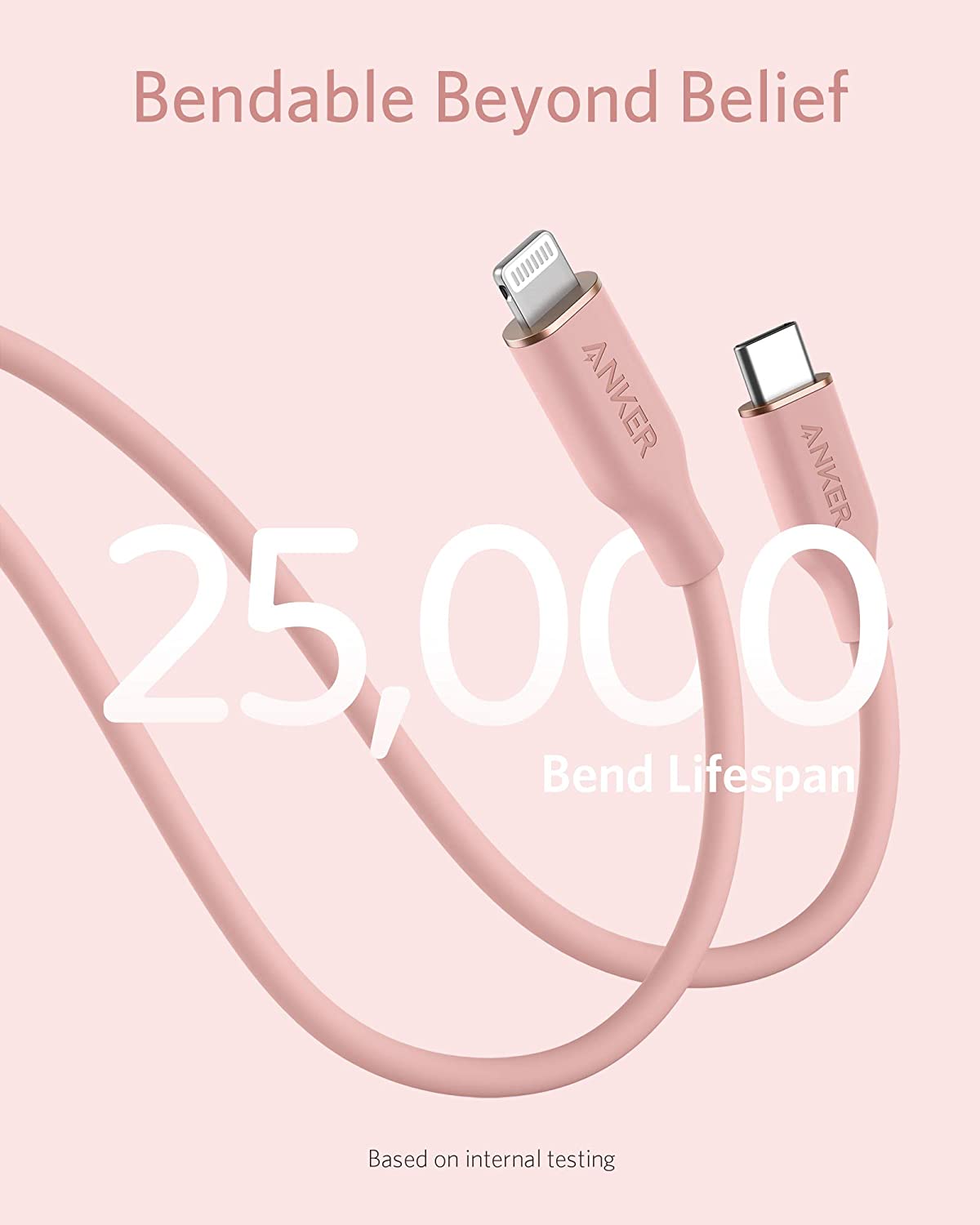 Anker 641 USB-C to Lightning cable, 3-foot silicone braided charging cable with flow design for Apple devices.