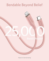 Anker 641 USB-C to Lightning cable, 3-foot silicone braided charging cable with flow design for Apple devices.
