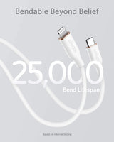 Anker 641 USB-C to Lightning cable, 3 ft silicone charging and data transfer cable for Apple devices, shown coiled and ready for use.