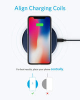 Anker 313 wireless charging pad for fast, cable-free device charging on smooth, minimalist surface.