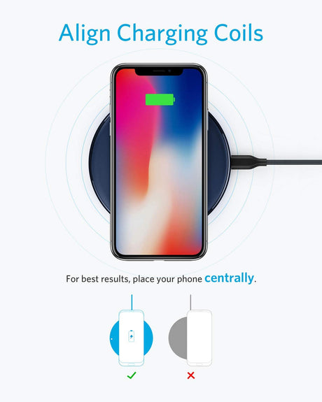 Anker 313 wireless charging pad for fast, cable-free device charging on smooth, minimalist surface.