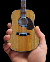 Miniature Classic Dreadnought acoustic guitar replica by AXE HEAVEN® with natural wood finish, collectible miniature guitar display