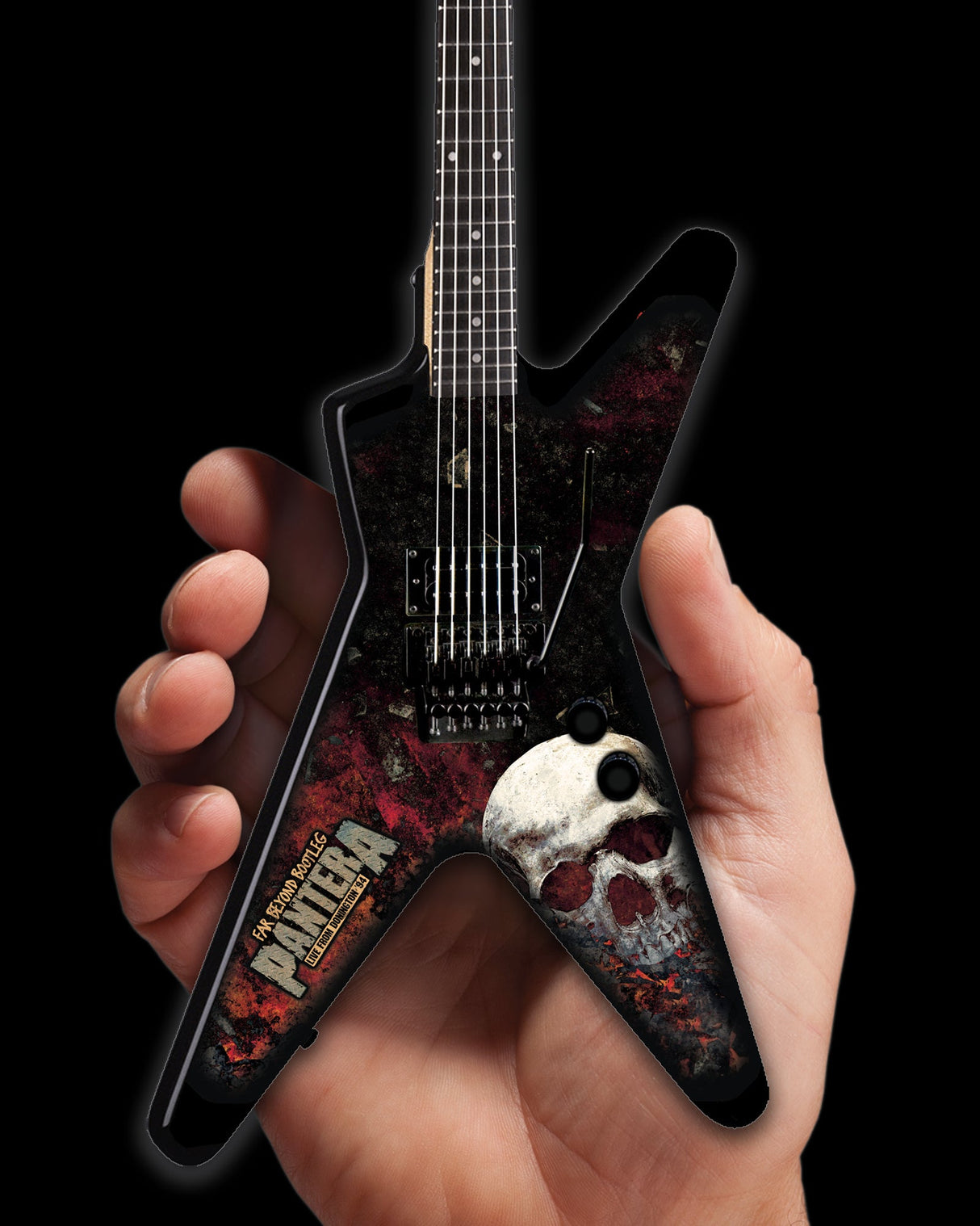 Dean Dimebag Pantera Far Beyond bootleg miniature guitar replica by AXE HEAVEN® featuring detailed artist proof edition craftsmanship.